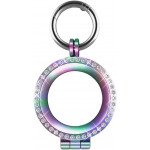 Wholesale Diamond Glitter Crystal AirTag Tracker Holder Loop Case Cover Ring Key Chain for Apple AirTag (Rainbow)